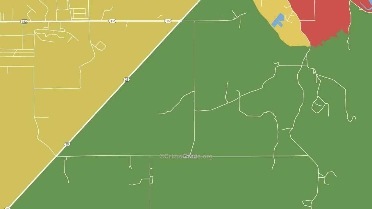 Binford, MS Map of Robbery Rates