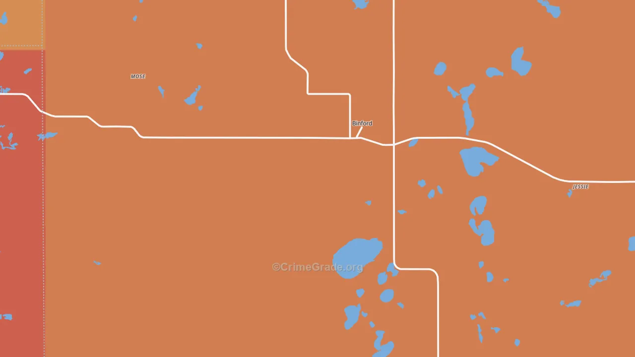 Binford, ND Map of Robbery Rates