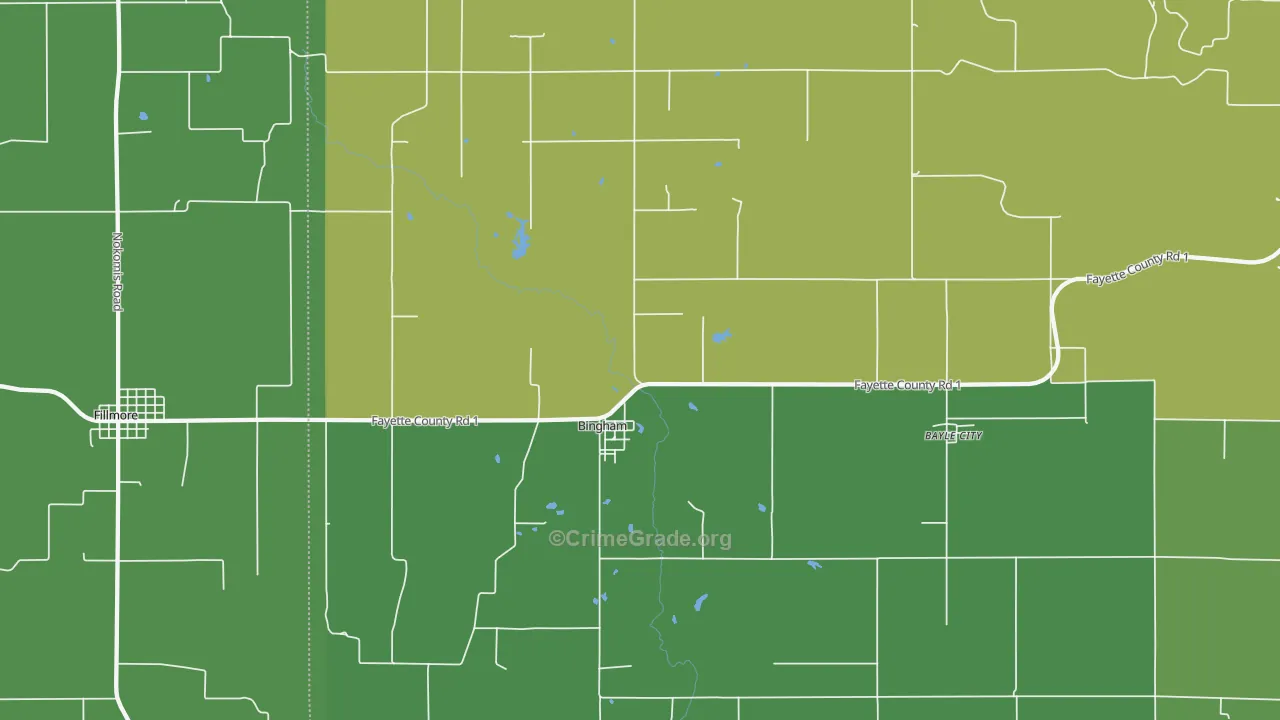 Bingham, IL Map of Robbery Rates