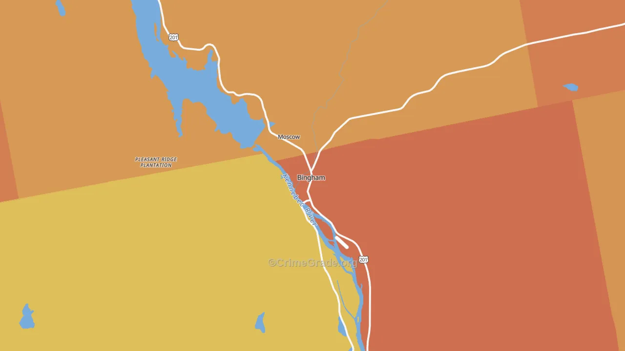 Bingham, ME Map of Robbery Rates