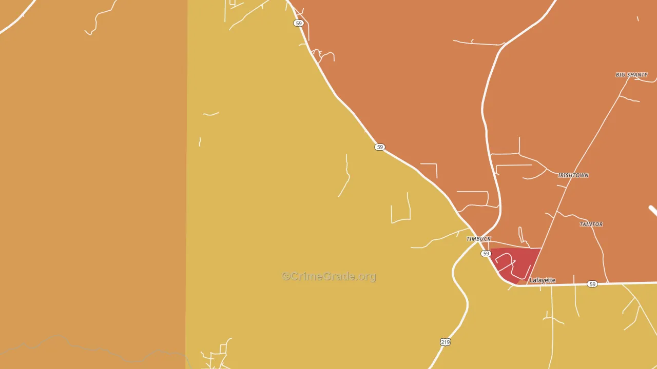 Bingham, PA Map of Robbery Rates