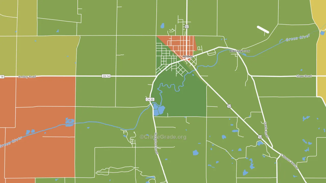 Binghampton, IL Map of Robbery Rates