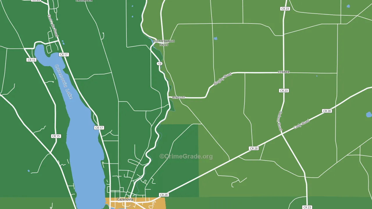Bingley, NY Map of Robbery Rates