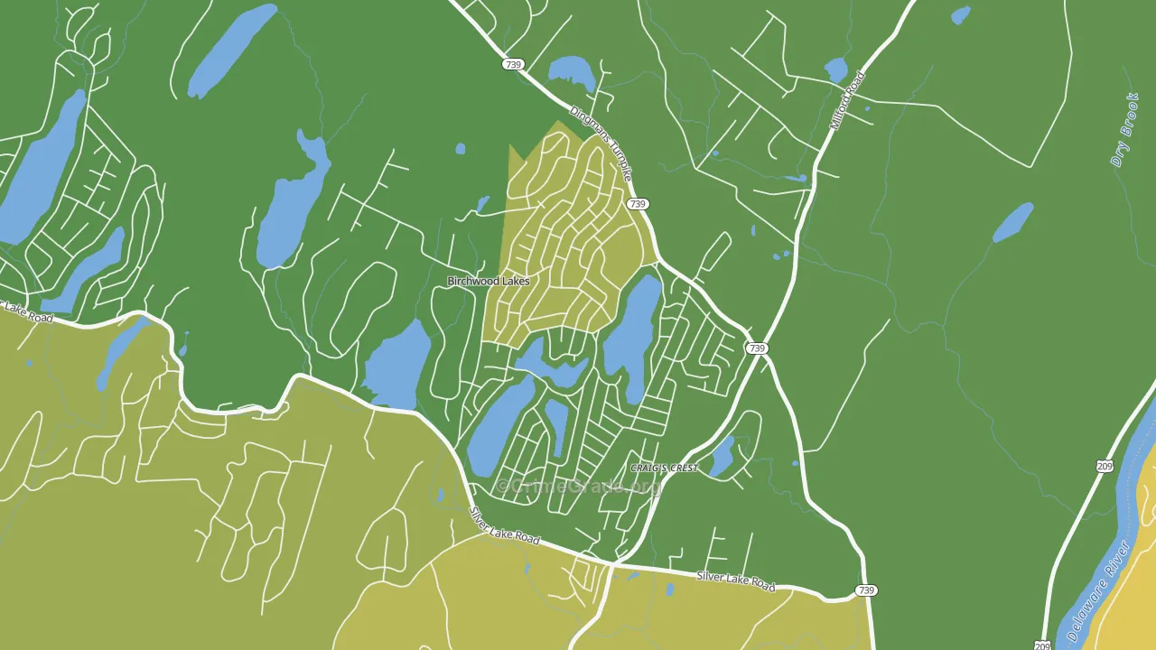 Birchwood Lakes, PA Map of Robbery Rates