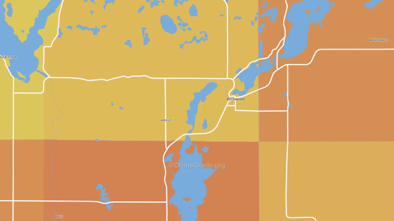 Birchwood, WI Map of Robbery Rates