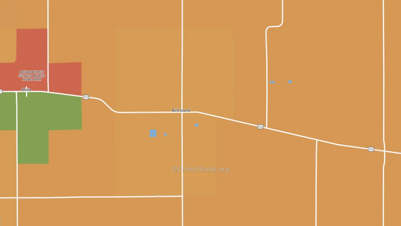 Bird Island, MN Map of Robbery Rates