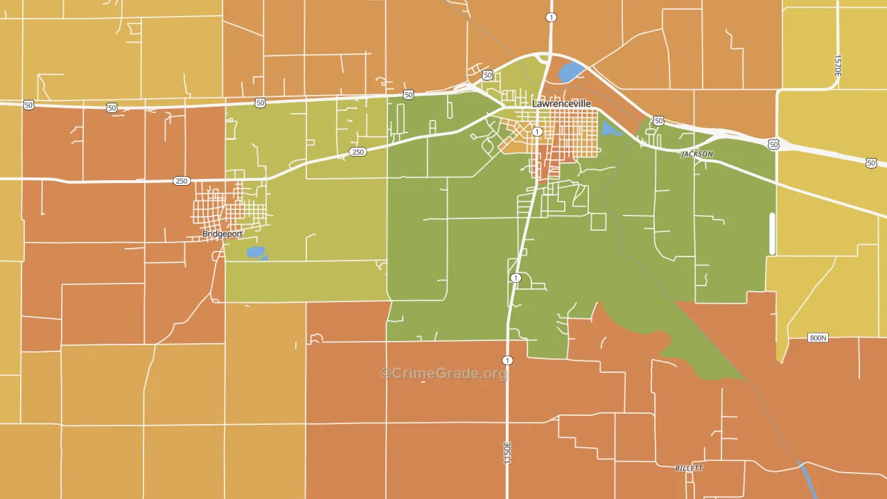 Birds, IL Map of Robbery Rates
