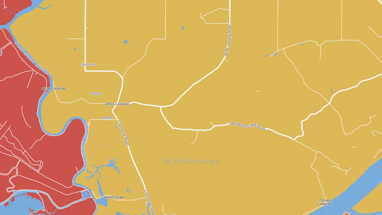 Birds Landing, CA Map of Robbery Rates