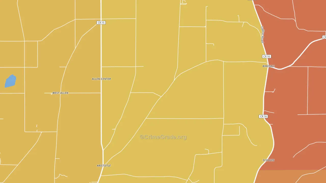 Birdsall, NY Map of Robbery Rates