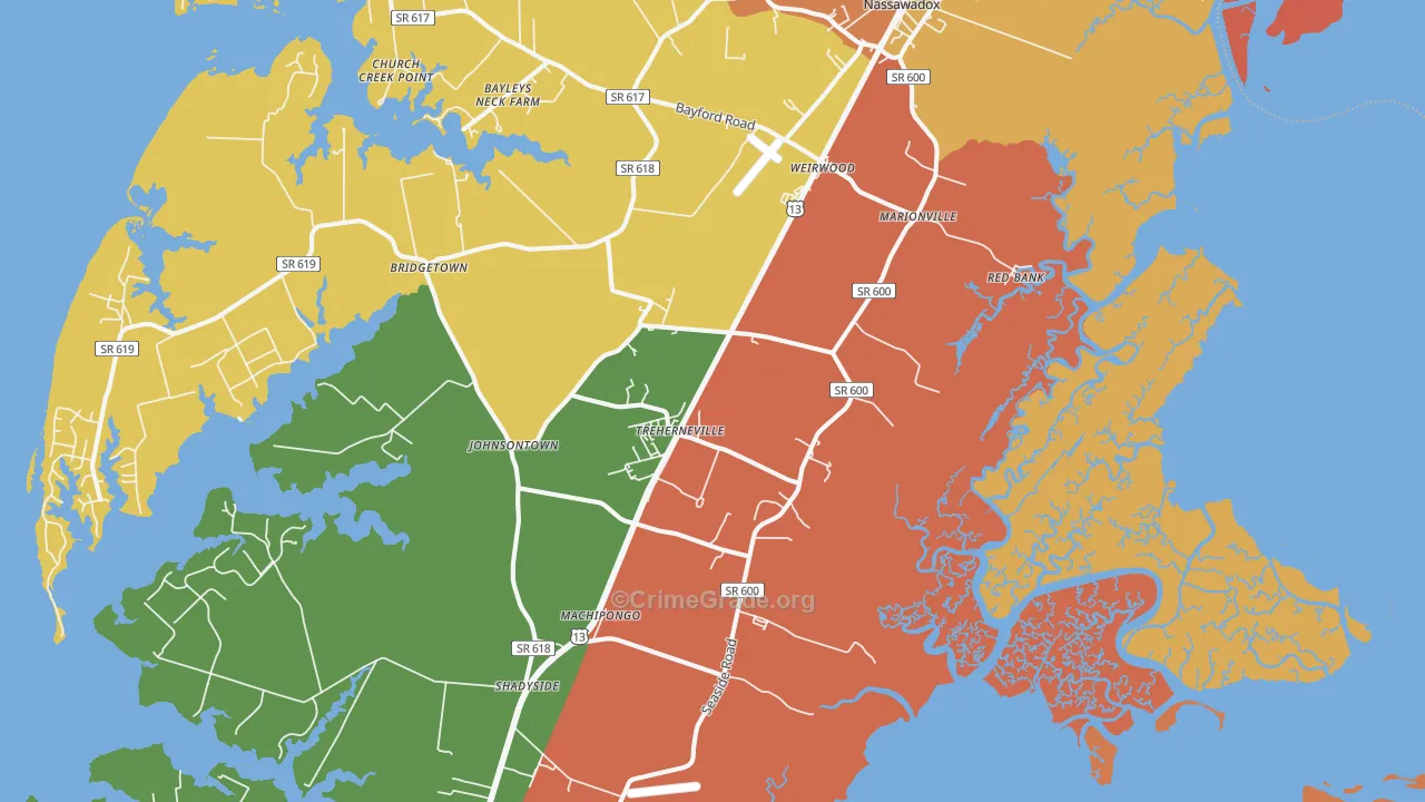 Birdsnest, VA Map of Robbery Rates