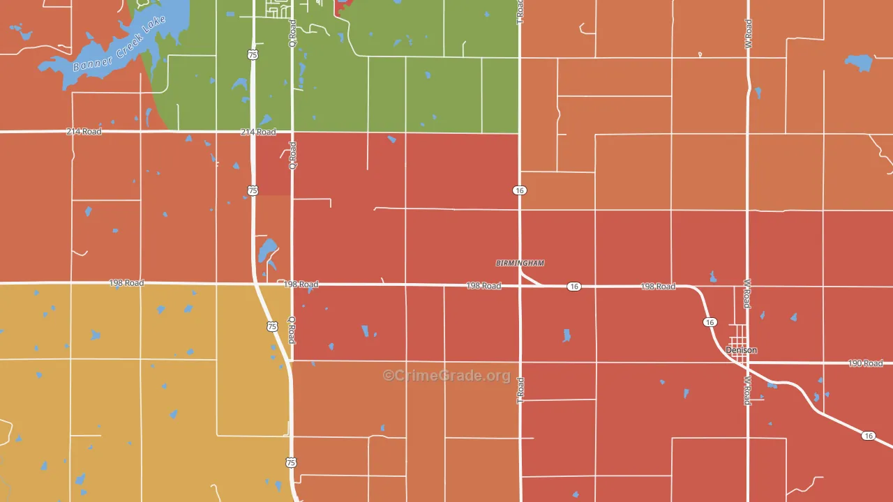 Birmingham, KS Map of Robbery Rates