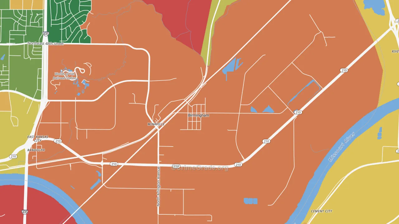 Birmingham, MO Map of Robbery Rates
