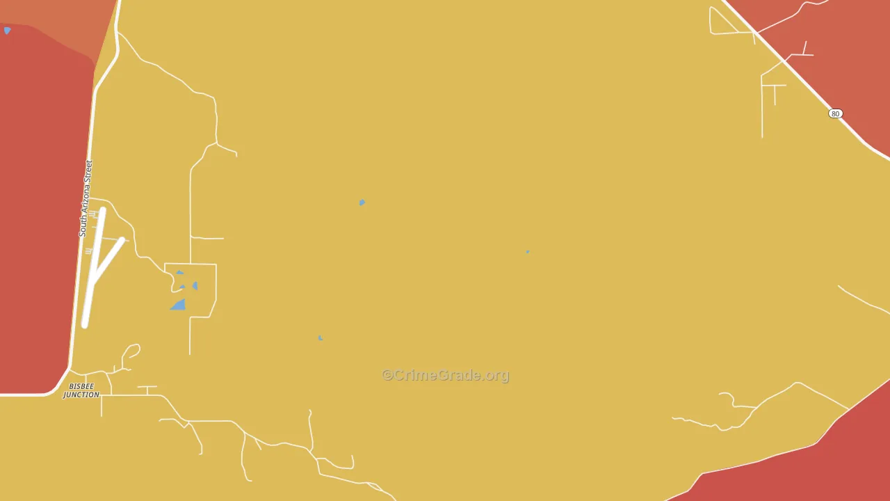 Bisbee Junction, AZ Map of Robbery Rates