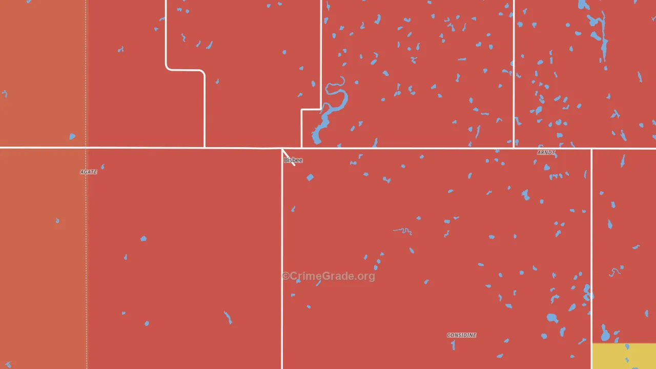 Bisbee, ND Map of Robbery Rates