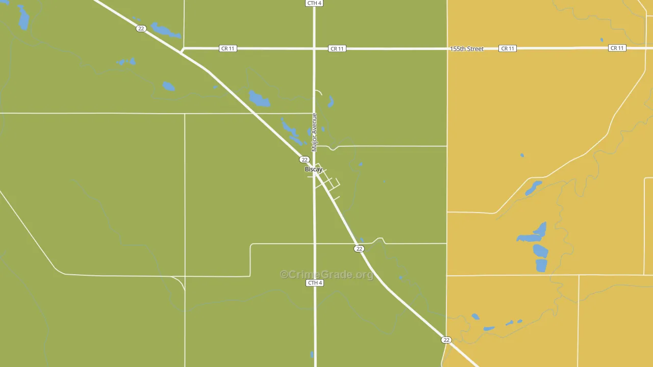 Biscay, MN Map of Robbery Rates