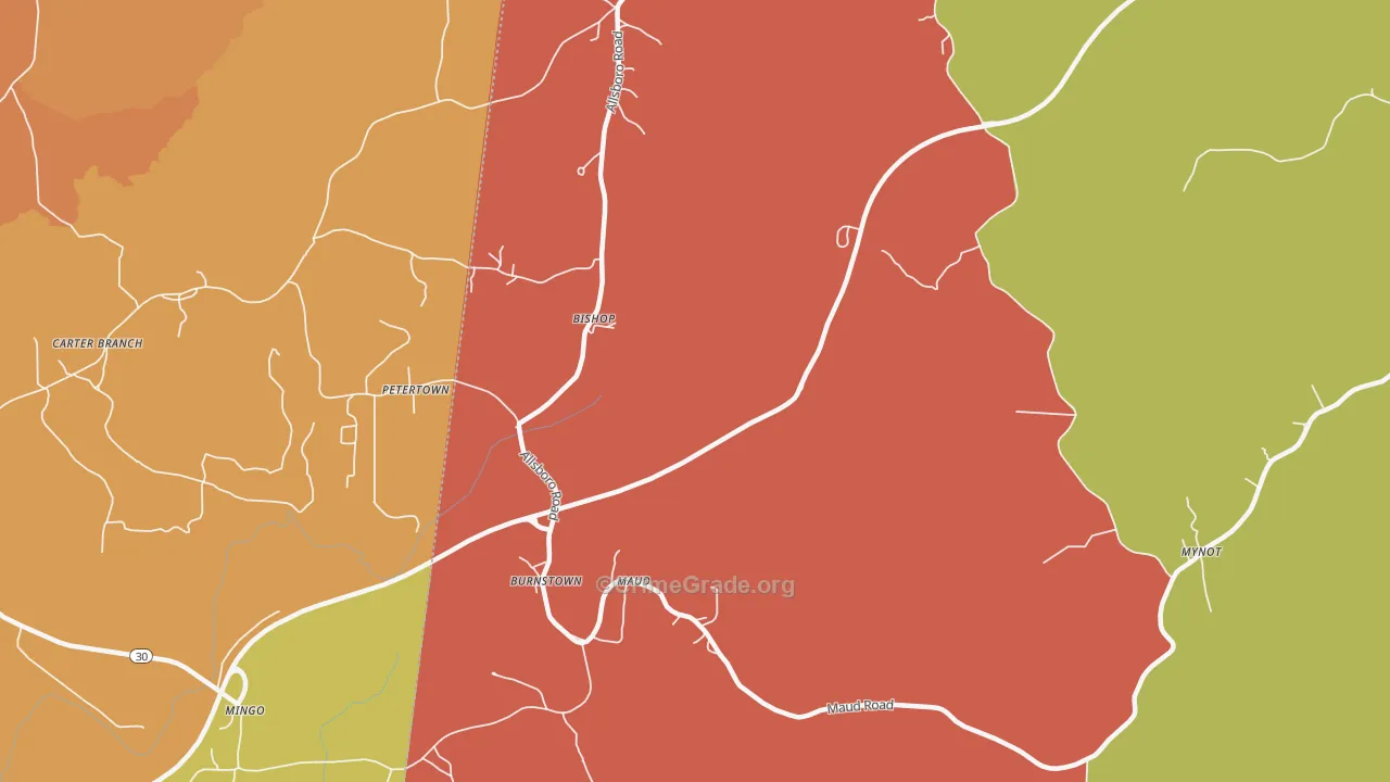 Bishop, AL Map of Robbery Rates