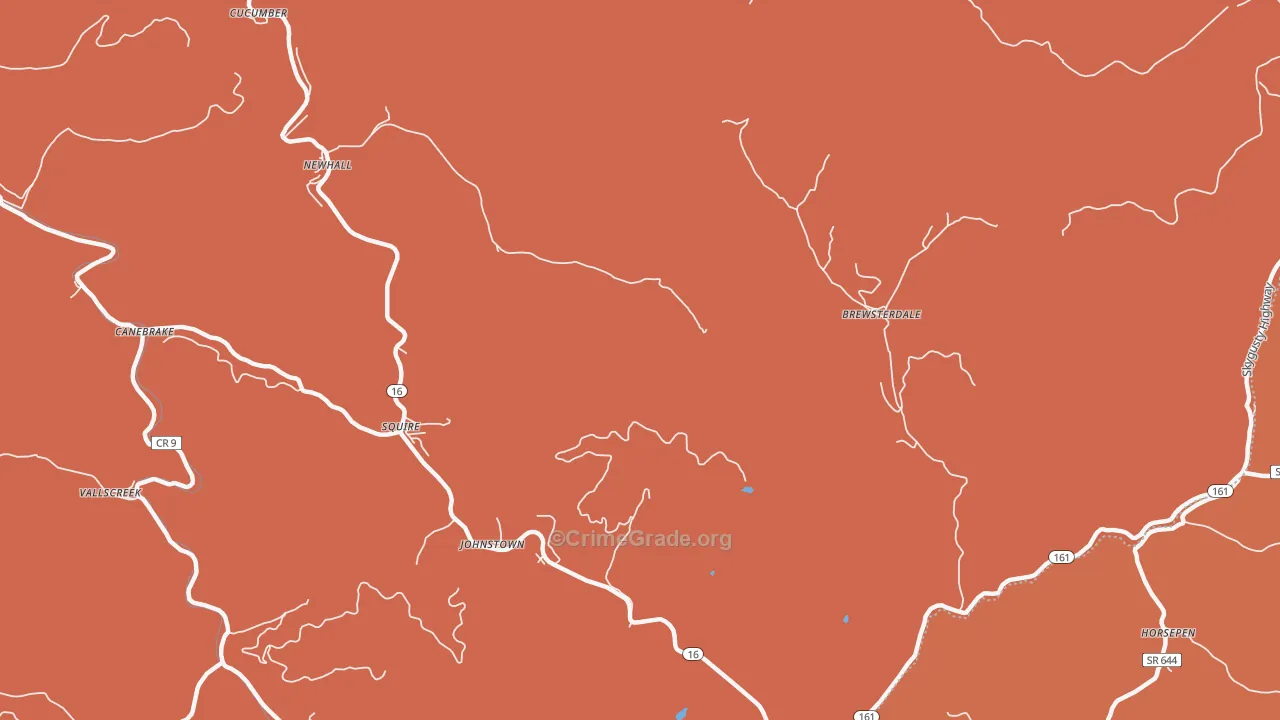 Bishop, WV Map of Robbery Rates