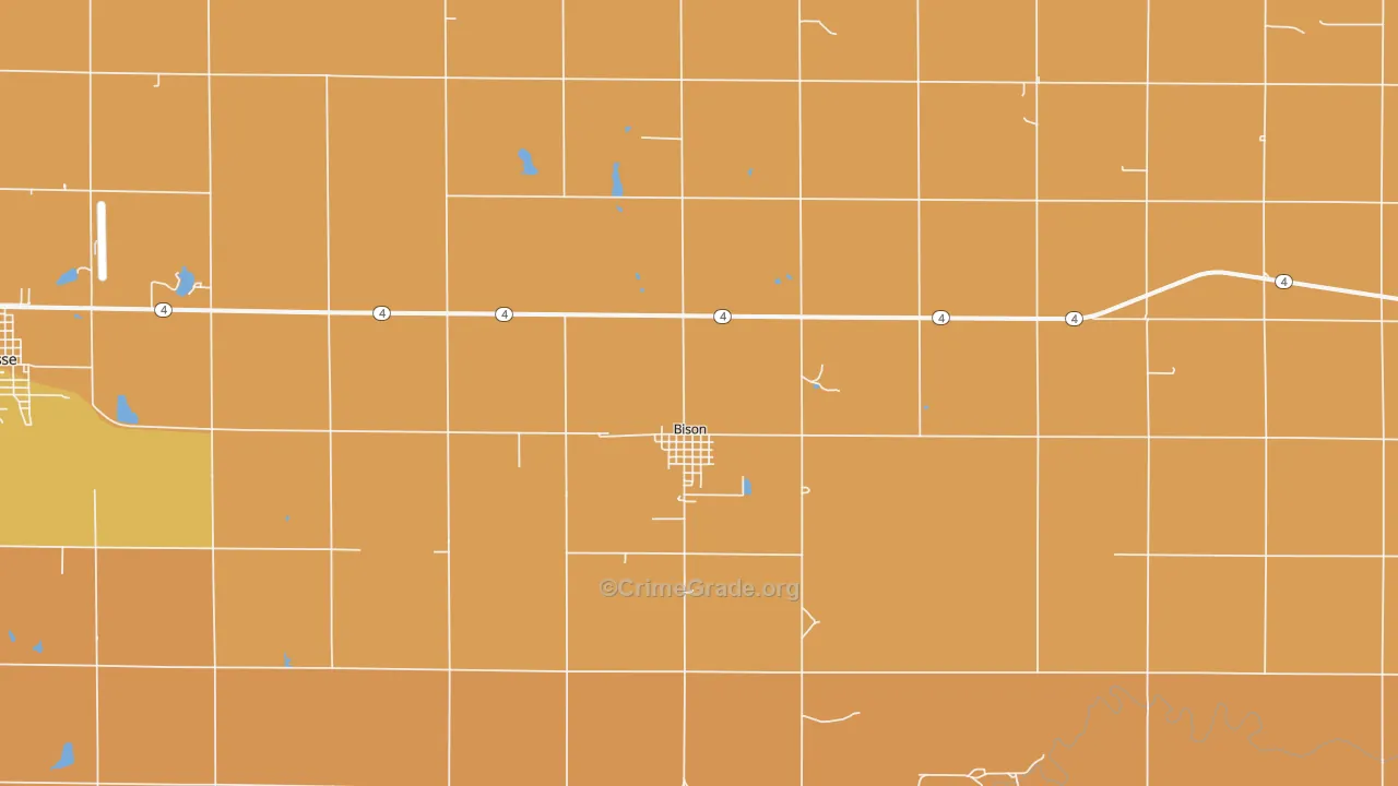 Bison, KS Map of Robbery Rates