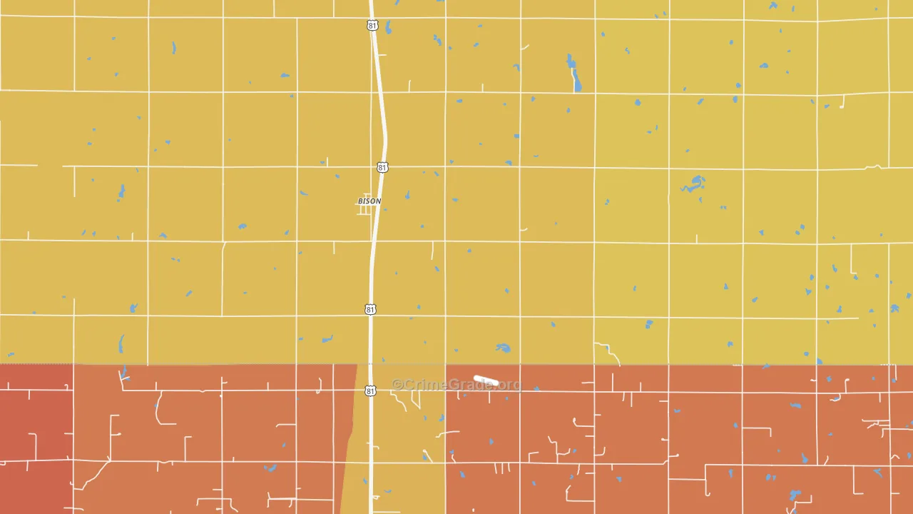 Bison, OK Map of Robbery Rates