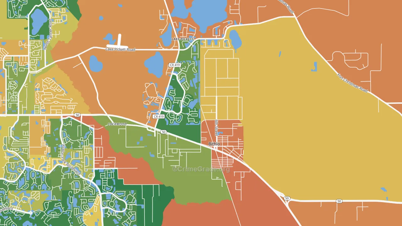 Bithlo, FL Map of Robbery Rates