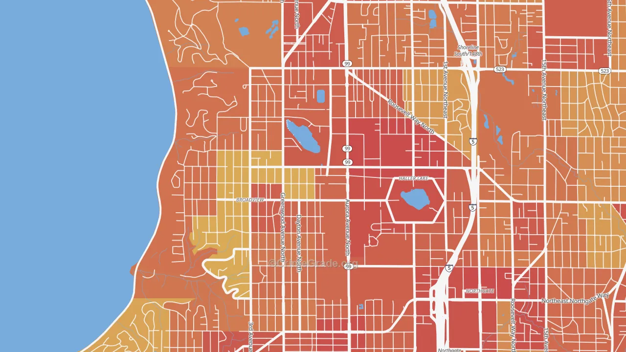 Bitter Lake, Seattle, WA Map of Robbery Rates