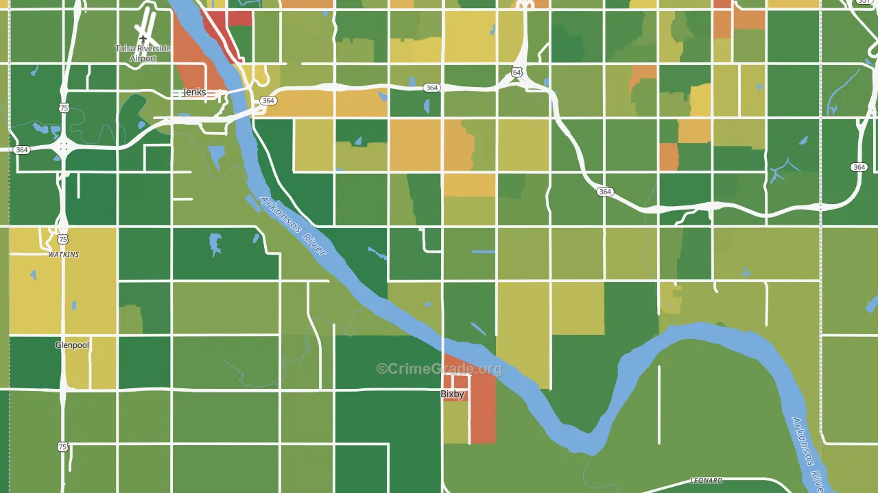 Bixby, OK Map of Robbery Rates