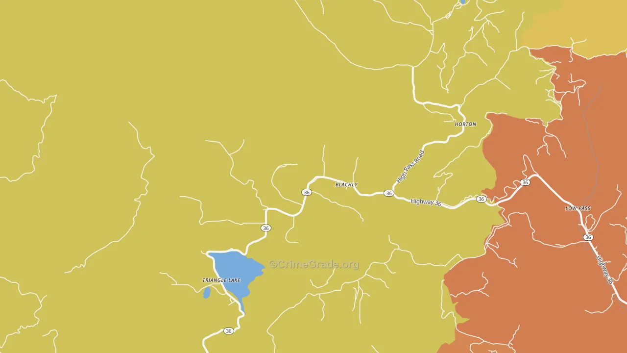 Blachly, OR Map of Robbery Rates