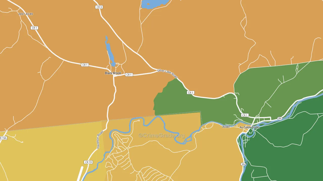 Black Brook, NY Map of Robbery Rates