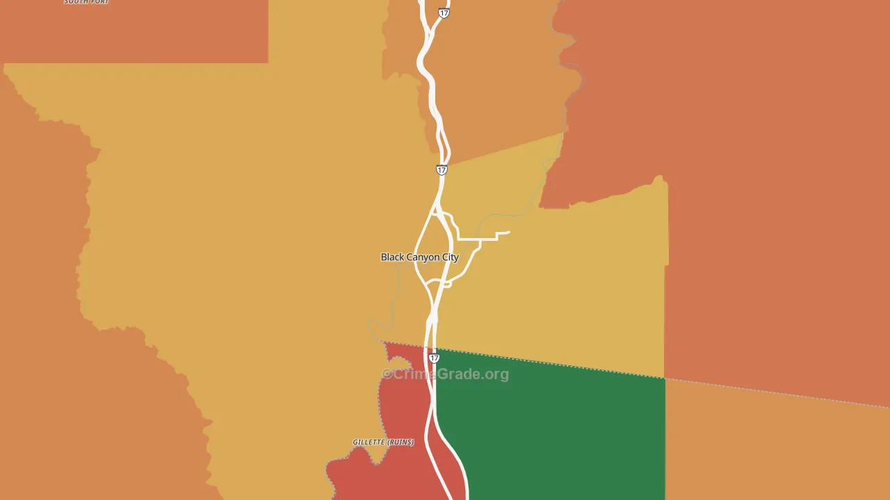 Black Canyon City, AZ Map of Robbery Rates
