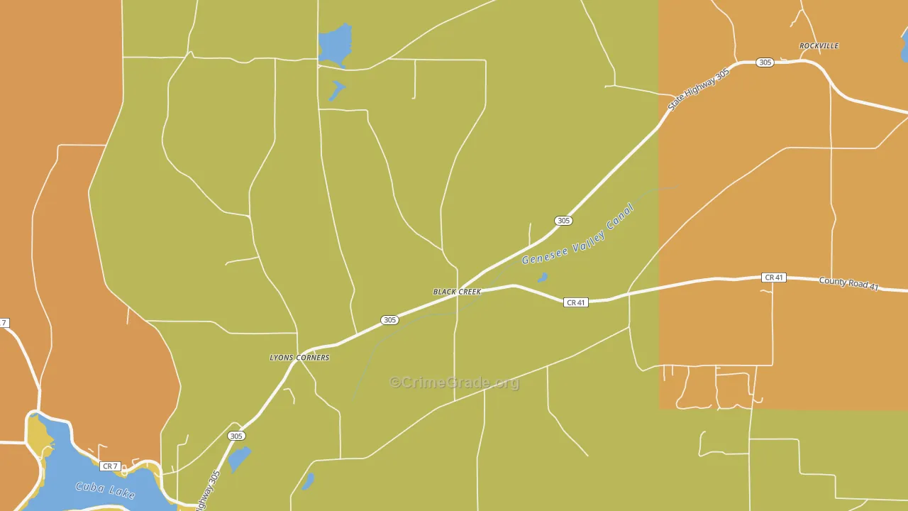 Black Creek, NY Map of Robbery Rates