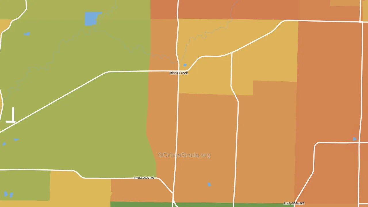 Black Creek, WI Map of Robbery Rates