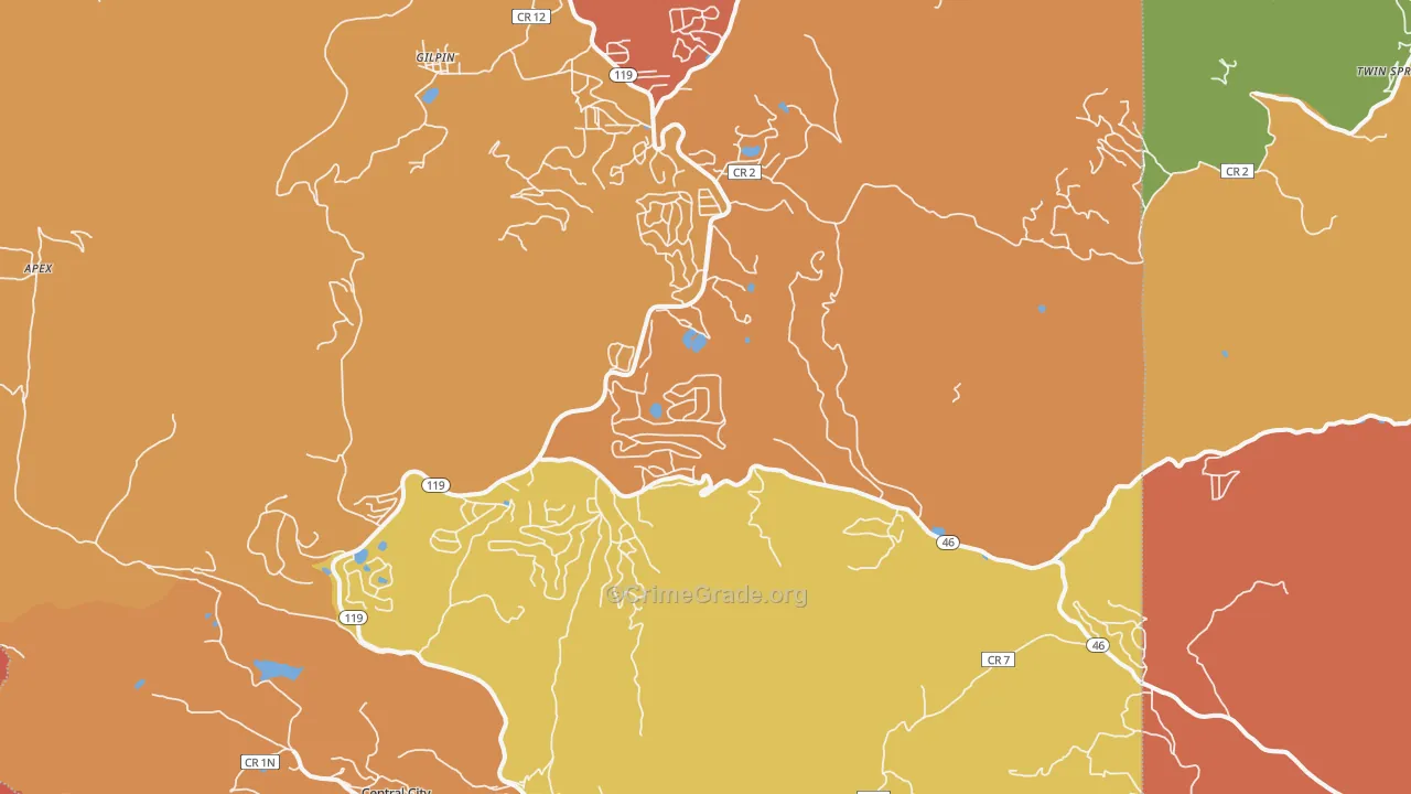 Black Hawk, CO Map of Robbery Rates