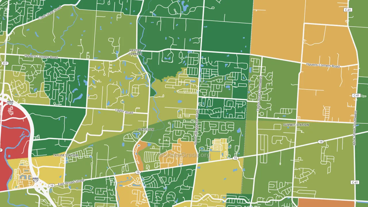 Black Lick, OH Map of Robbery Rates