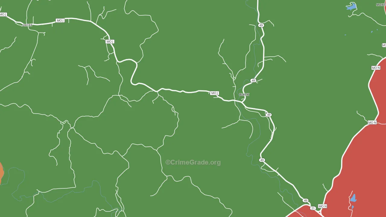 Black, MO Map of Robbery Rates