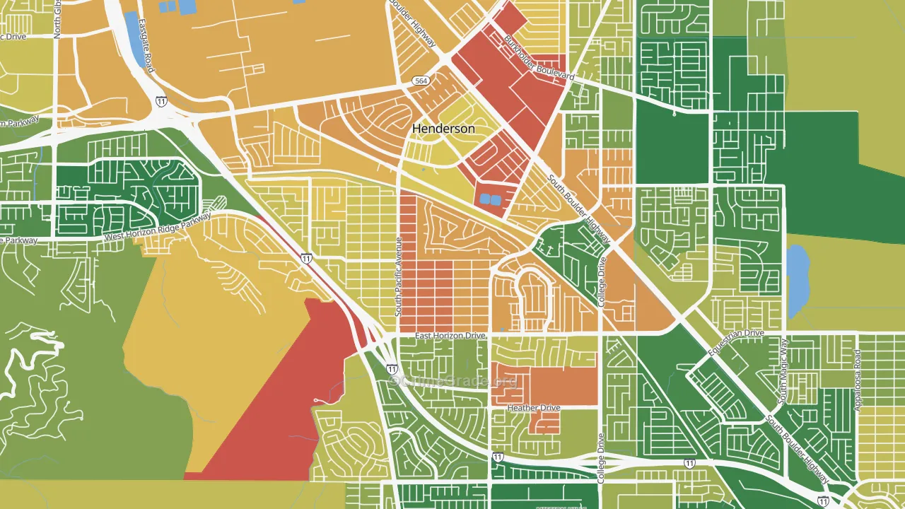 Black Mountain, Henderson, NV Map of Robbery Rates