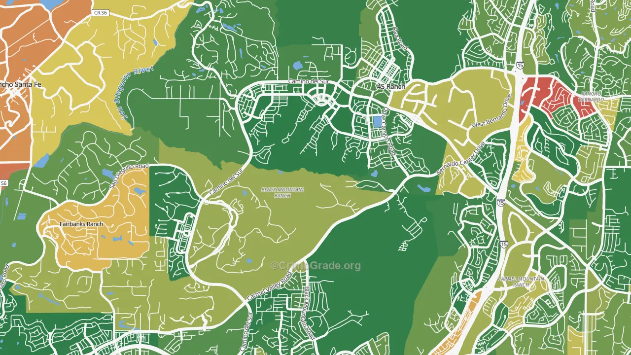 Black Mountain Ranch, San Diego, CA Map of Robbery Rates