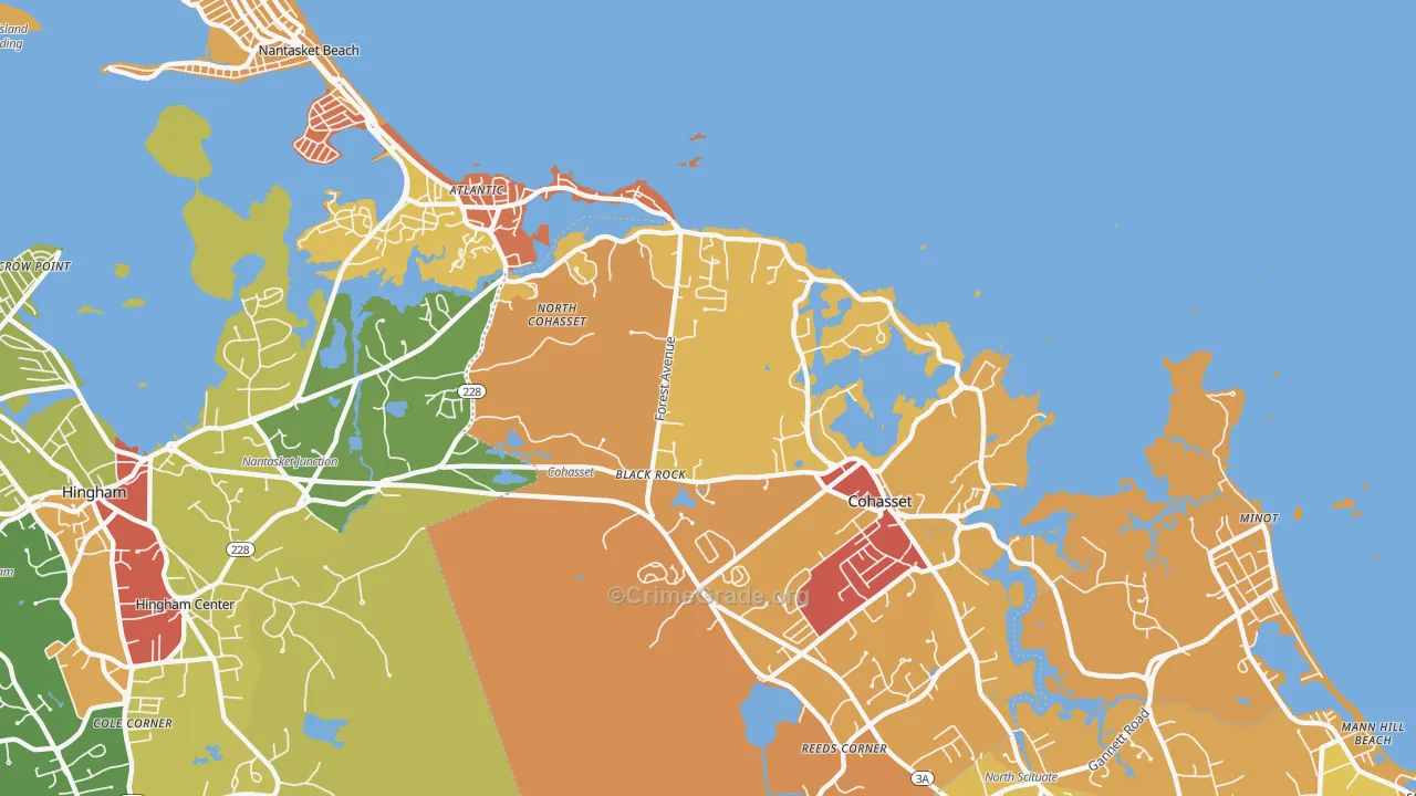 Black Rock, MA Map of Robbery Rates
