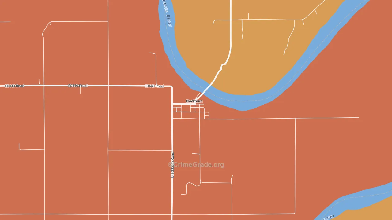 Blackburn, OK Map of Robbery Rates