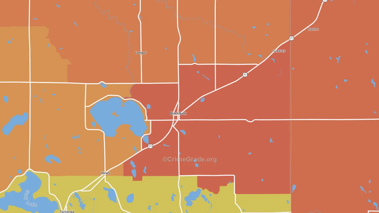 Blackduck, MN Map of Robbery Rates