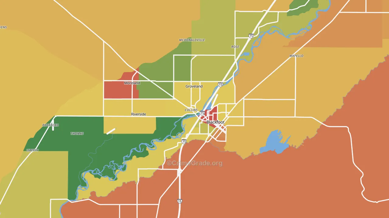 Blackfoot, ID Map of Robbery Rates