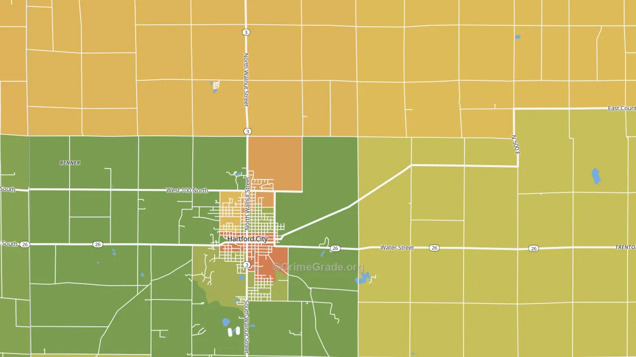 Blackford County, IN Map of Robbery Rates