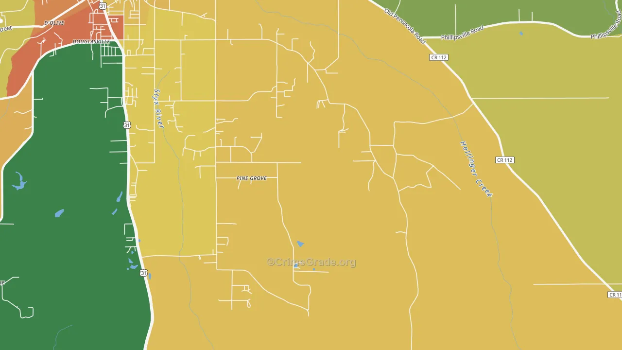 Blacksher, AL Map of Robbery Rates