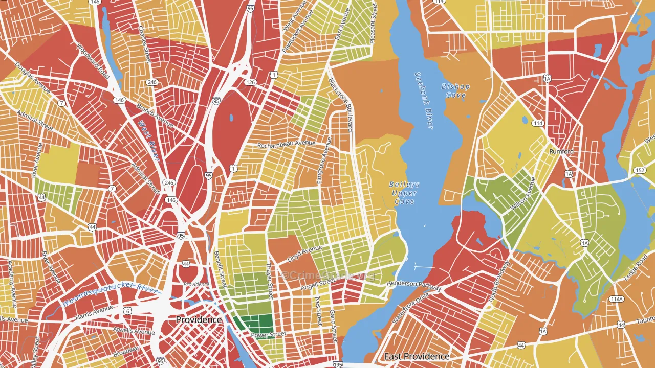 Blackstone, Providence, RI Map of Robbery Rates