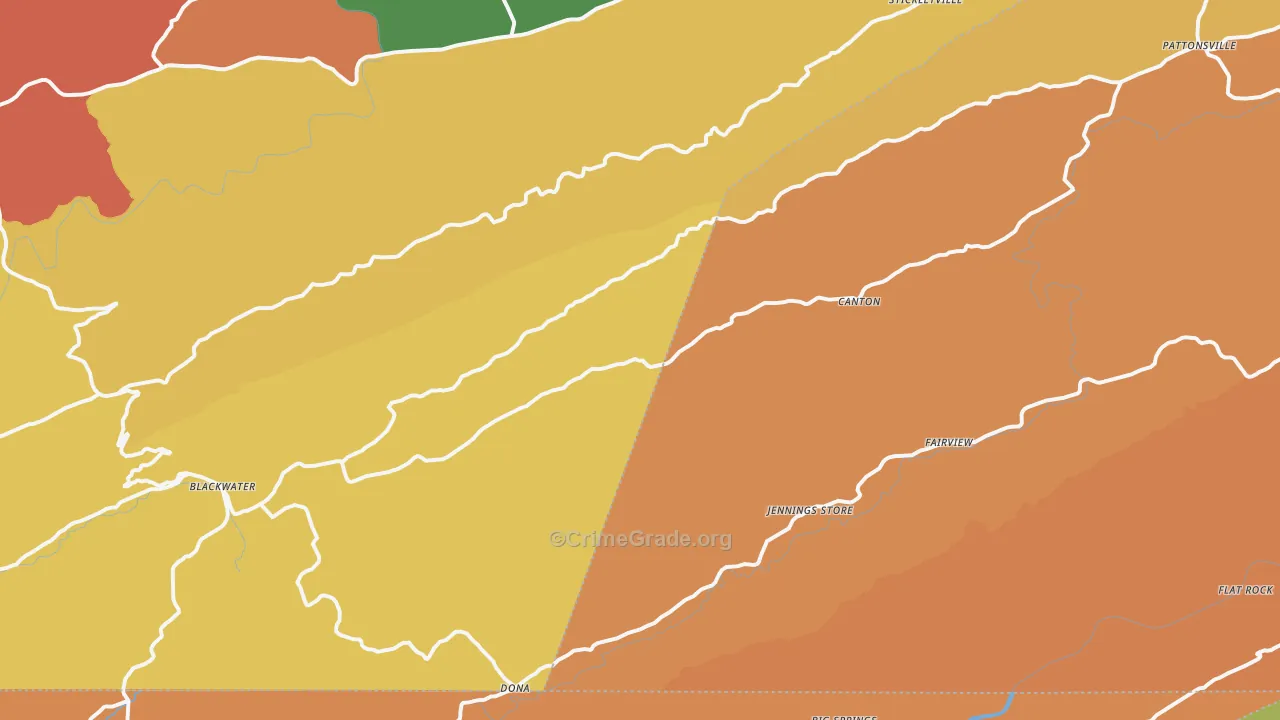 Blackwater, VA Map of Robbery Rates