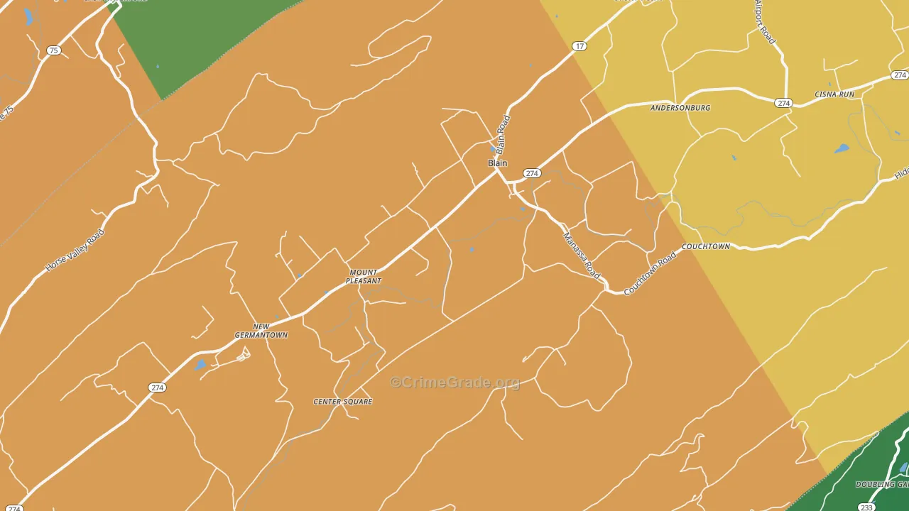 Blain, PA Map of Robbery Rates