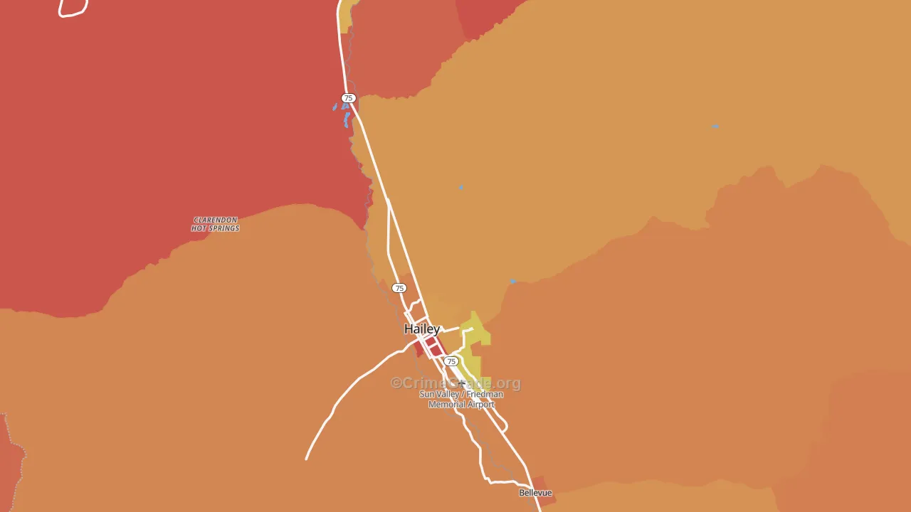 Blaine County, ID Map of Robbery Rates