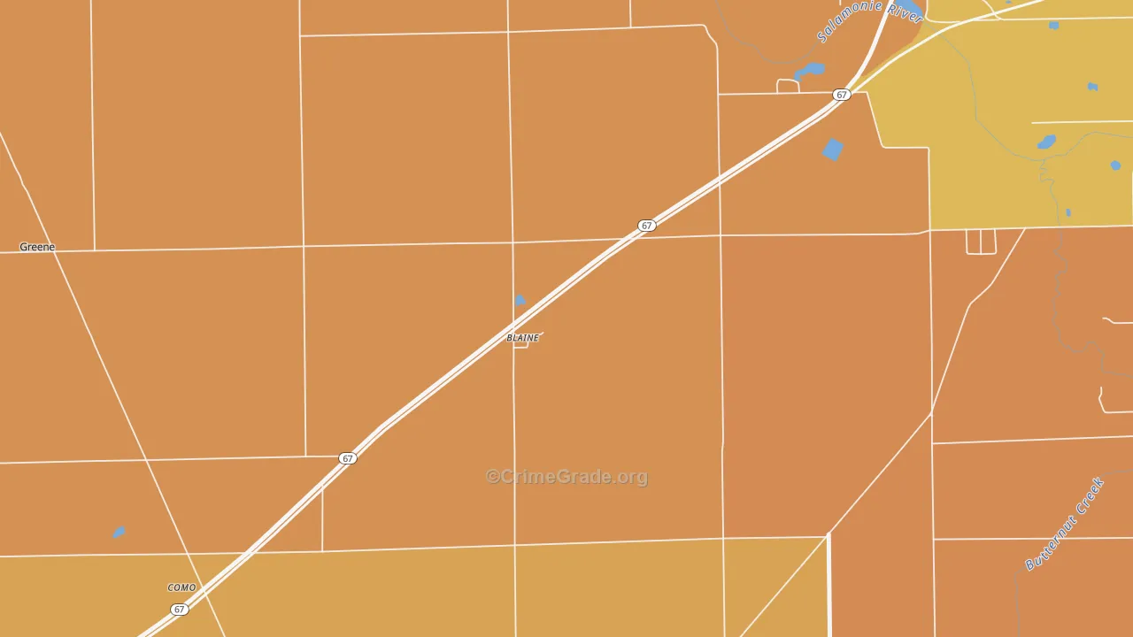 Blaine, IN Map of Robbery Rates
