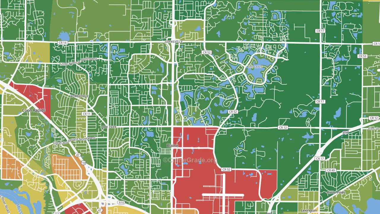 Blaine, MN Map of Robbery Rates
