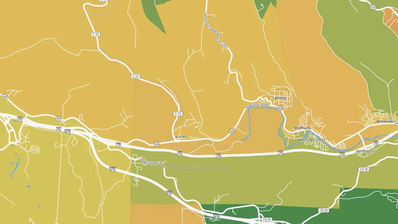 Blaine, OH Map of Robbery Rates