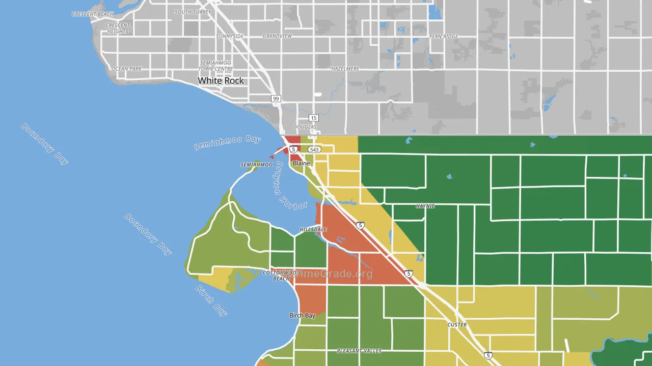 Blaine, WA Map of Robbery Rates